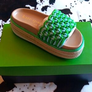 Kate Spade Vida Platform Green Slide Sandals